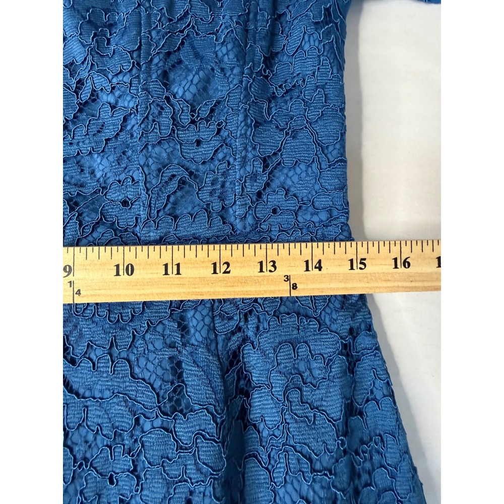 N Nicholas Blue Lace Octavia Cocktail Dress Off Shoulder Bell Sleeve S 8‎ - Picture 5 of 16